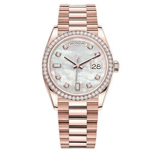 Diamond Watch Women Watch Classic 41mm Automatisk dubbel kalender Dagdate Folding Buckle Watches 904l Rostfritt stål Guld WaterPro250C