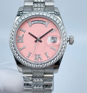 Orologio da donna di lusso Calendario smalto diamante 36 mm Cinturino in acciaio inossidabile Orologio sportivo di design con diamanti Orologio da donna Orologio di lusso