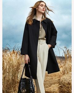 Frauen Graben Mäntel 2023 Mode Marke Jacken Frauen Elegante Einreiher Khaki Windjacke Casual Langen Mantel Streetwear
