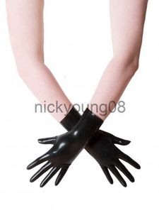 Пяти пальцев перчатки пять пальцев перчатки унисекс черные короткие латексные перчатки рукавицы фетиш -стройные запястье.