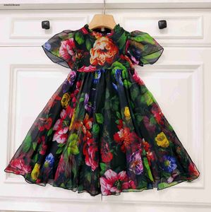 デザイナーガールドレスサマーキッズドレス服ベビーシフォンフラワープリントドレスファッションチルドレンパーティーチュチュ