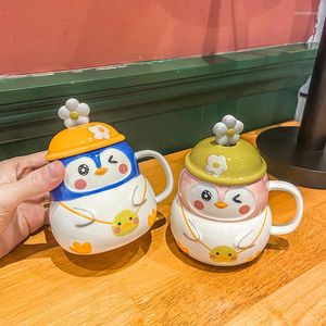 Mugs Ceramic Water Cup Mug With Lid Spoon Girls High-value Large-capacity Female Niche Cute Ins Style Couple Coffee