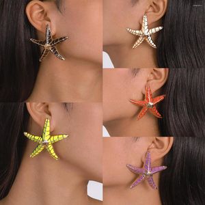 Dangle Earrings Jewelry Geometry Heavy Industry Alloy Dropping Oil Starfish Beach Holiday Style For Women