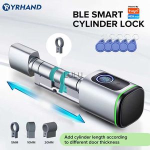 Zamki drzwi Tuya aplikacja odcisk palca RFID Karta Bluetooth Euro Cylinder Smart Door Lock Bezkluczykowy elektronika z Alexa Google Wymiana domu HKD230902