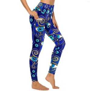 Women's Leggings Evil Eye Charm Pattern Sexy Greek Eyes Mati Amulet High Waist Yoga Pants Sweet Stretch Leggins Fitness Sports Tights