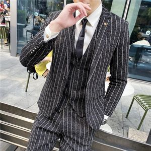 Mäns kostymer Groom Dress Fashion All-Match (Suit Vest Trousers) Business Handsome Casual High-End Gentleman Party Three-Piece Set