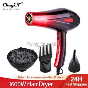 Secador de cabelo elétrico 1600W Secador de cabelo profissional potente Aquecimento rápido Ajuste quente e frio Secador de ar iônico com bocal de coleta de ar 220V HKD230902