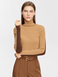 Women's Sweaters AMII Minimalist Turtleneck Sweater Women 2023 Color Contrast Autumn Slim Top Knitted Base Female Spliced Pullovers 72343024