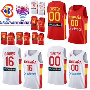 Coppa del mondo di basket Spagna 2023 stampata 16 maglie USMAN GARUBA 4 ALBERTO DIAZ 8 Dario Brizuela 21 Alex Abrines 9 Ricky Rubio 13 Marc Gasol 4 Pau Gasol Espana Maglia