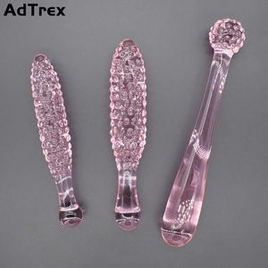 Brinquedos anal rosa vidro vibrador artificial milho pênis cristal falso plug massageador de próstata masturbar brinquedo sexual para adultos gay mulheres homens 230901