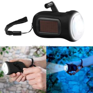 Facklor Mini Portable Hand Crank Dynamo 3 LED Hand Crank Powered ficklampan Hushåll utomhus Emergency Camping Torch HKD230902