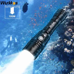 Torches Wurkkos DL20Rダイビング懐中電灯充電式18650 LED SCUBE LIGHT IPX-8防水XHP50.2 3200LM隠されたUSB-CポートATR HKD230902