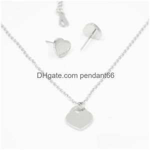 Fashion Jewelry Sets Women Lady Heart Earring 18K Gold Earrings Necklace With T Letter Pendant Drop Delivery Dhicd