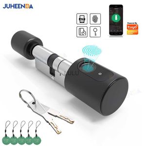 Door Locks Euro Home Door Smart Lock Cylinder with Tuya Bluetooth Digital IC Card Fingerprint Keys Unlock Adjustable Core Electronic Locks HKD230902