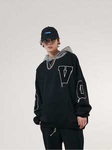 Men's Hoodies Sweatshirts Y2K Hoodie Simple Embroidery Letter Plush Loose Shoulder Inf Men Sweater 230901