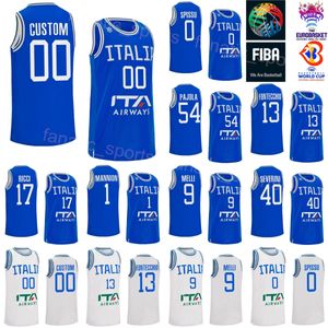 Printed Italy Basketball 33 ACHILLE POLONARA Jerseys Italia 2023 World Cup 7 STEFANO TONUT 17 GIAMPAOLO RICCI 13 Simone Fontecchio 0 Marco Spissu 9 Nicolo Melli