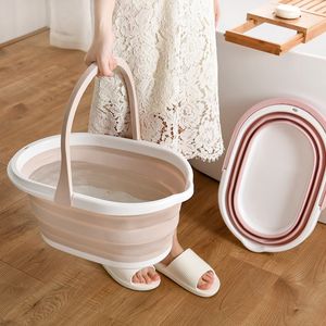 Buckets Folding Water Basin Camping Supplies Plastic Bucket Washbasin For Foot Spa Bath Fishing Car Wash Household Items Accessories 230901