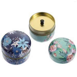 Frascos de armazenamento 2 PCS Decoração Japonesa Caixa de Pó Flandres Frascos de Chá Folhas Vasilhas Pequenos Recipientes de Flores Doces