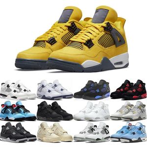 Basketballschuhe 4 Sportschuhe Black Cat University Blue Tech White Sail White Cement Pure Money Red Thunder Pony Hair Guava Ice Sneakers Männer Frauen Flache Trainer