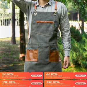 Aventais moda lona cozinha para mulher homens chef trabalho avental grill restaurante bar loja cafés beleza unhas estúdios uniforme 230923