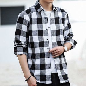 Camicia casual scozzese opaca con aggiunta di grasso, maniche lunghe da uomo