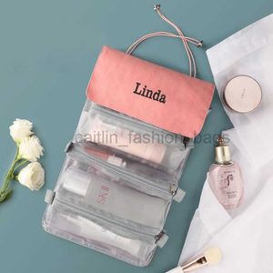 Totes Customized embroidered foldable toilet makeup bag portable separation large capacity personalized women's caitlin_fashion_ bags