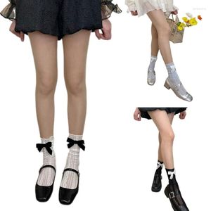 Women Socks 1 Pair Of Ruffle Ankle Sweet Frilly Ballet Bows Lace Top Dropship