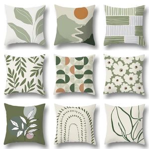 Pillow SEIKANO Green Geometry Case Tropical Plants Print Cover 45x45cm Covers For Sofa Living Room Home Decor