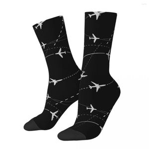 Skarpetki męskie Happy Night Flight Routes Vintage Harajuku Hip Hop Casual Pattern Crew Crazy Sock Prezent