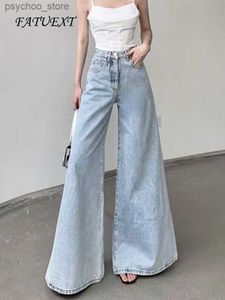 Kvinnors jeans höga midja flare jeans för kvinnor faller vinter vintage mode baggy byxor high street wide ben denim byxor damer casual jeans q230901