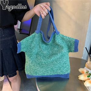 Torby wieczorowe torebka mody Casual Crochet Shopper Tote Bag ręcznie robione ramię na duża pojemność dla kobiet letnie podróż na plażę