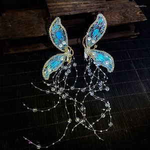 Klipsy do włosów elegancka kryształowa frędzla motyla do włosów bling barrettes moda dekoracja