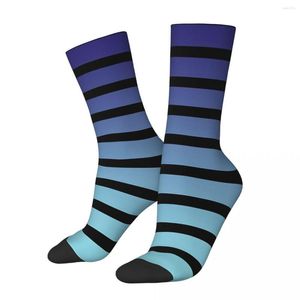 Men's Socks Funny Blue Stripes Retro Harajuku Striped Hip Hop Novelty Pattern Crew Crazy Sock Gift Printed