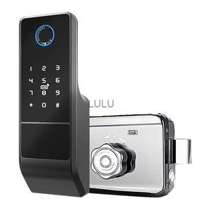 Serrature per porte Bluetooth APP Smart Door Lock Password digitale Impronta digitale Serratura elettronica per porta esterna in ferro HKD230902