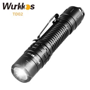 Meşaleler Wurkkos TD02 Taktik El Flashlight 2000 Lümen Cep Torçu Tip C Şarj Port Tail Anahtarı IPX8 Su Geçirmez HKD230902