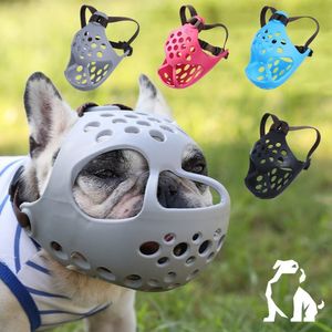 Dog Apparel Adjustable Aggressive Flat Faced Anti Barking Face Mesh French Bulldog Pet Muzzle Biting Chewing 230901