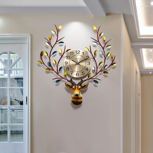 Wall Clocks Nordic Creative Clock Deer Living Room Art Luxury Silent Modern Digital Mechanism Reloj De Pared Home Decor 50