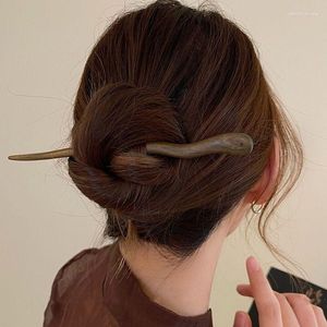 Haar Clips 2023 Vintage Einfache Holz Sticks Chinesischen Stil Sandelholz Haarnadel Kopfbedeckungen Weibliche Frauen Zubehör Großhandel