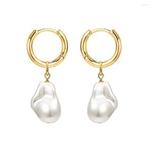 Orecchini pendenti MinaMaMa Orecchino di perla d'acqua dolce barocca in acciaio inossidabile per gioielli da donna minimalisti