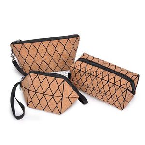 Totes Kandra Cork Diamond Geometry Makeup Bag Women's Zipper Deformation Makeup Bag Storage Travel Wallet Direct ShippingStylishHandbagSstore