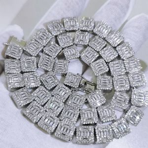 Hip Hop Iced Out 10mm Mixed Set Ladder Square Zircon Ice Sugar Chain Bling Jewelry Men's Necklace