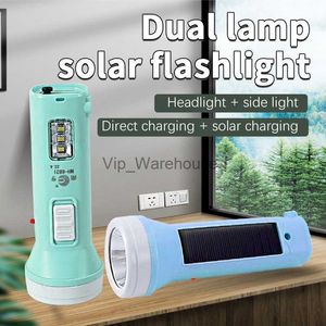 Facklampor Solar ficklampa Portable LED Handheld Torch Light Outdoor Hushåll Lykta Inbyggd batteri laddas ut HKD230902