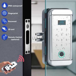 Door Locks Outdoor waterproof sliding door biometric glass door lock keyless electronic fingerprint with touch keyboard smart card doorlock HKD230902