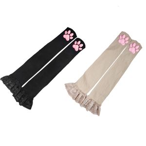 Sexiga Socks Cat Claw Paw Strumpor för kvinnor Lolita spetsar över de knälånga flickorna Ruffle 230901