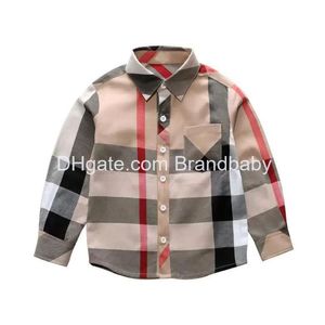 Camicie per bambini Camicia per ragazzo bambino Abbigliamento Autunno Manica lunga Plaid T Risvolto Moda Cotone Classico Top Ragazzi Shir Drop Delivery Baby Mate Dhfzl