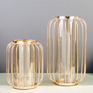 Estilo nórdico galvanizado vasos de flores de ouro moderna decoração para casa vaso de flores castiçais decorativos ouro