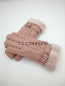 Five Fingers Gloves Free Shipping - New Quality Female Wool Gloves Winter Fashion woman Warm Gloves Genuine Leather Quality x0902