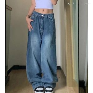 Женские джинсы 5xl негабаритные женщины Wide Leg Vintage Y2K Streetwear Бэки -джинсовые брюки модные корейские повседневные брюки с высокой высокой талией.