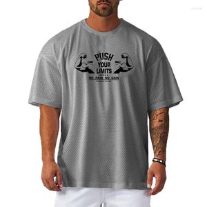 Erkek Tişörtleri Vücut Geliştirici T-shirt gevşek kısa kollu yaz nefes alabilen hızlı kuruyan erkekler giyim Yaratıcı Baskı Sınırlarınızı itin