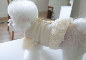 犬のアパレル秋と冬のペットウォームコートアプリコットローズガーゼドレスエン素敵な服猫服230901
